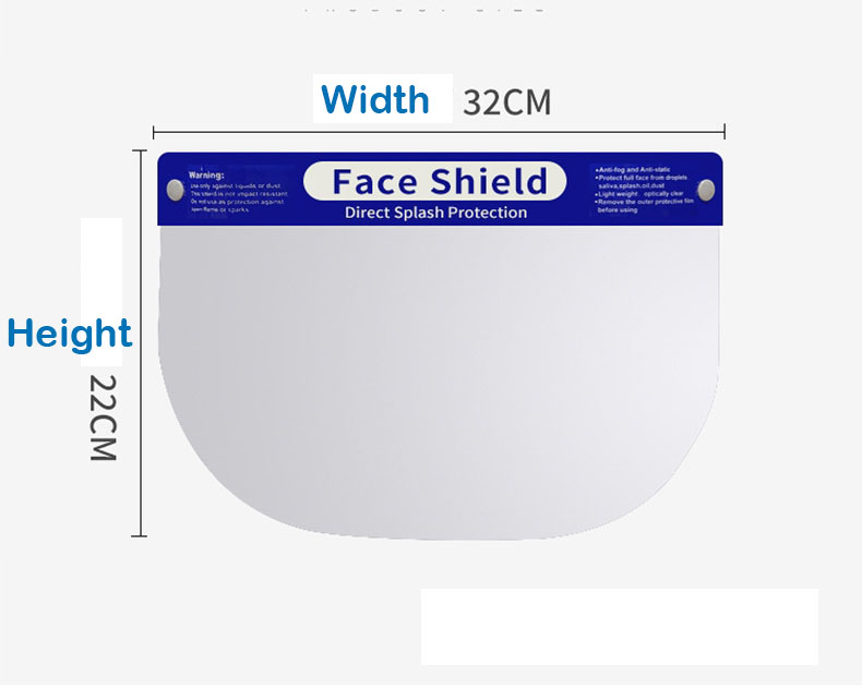 Disposable 320*220mm PET Protective anti fog transparent face shield for dental